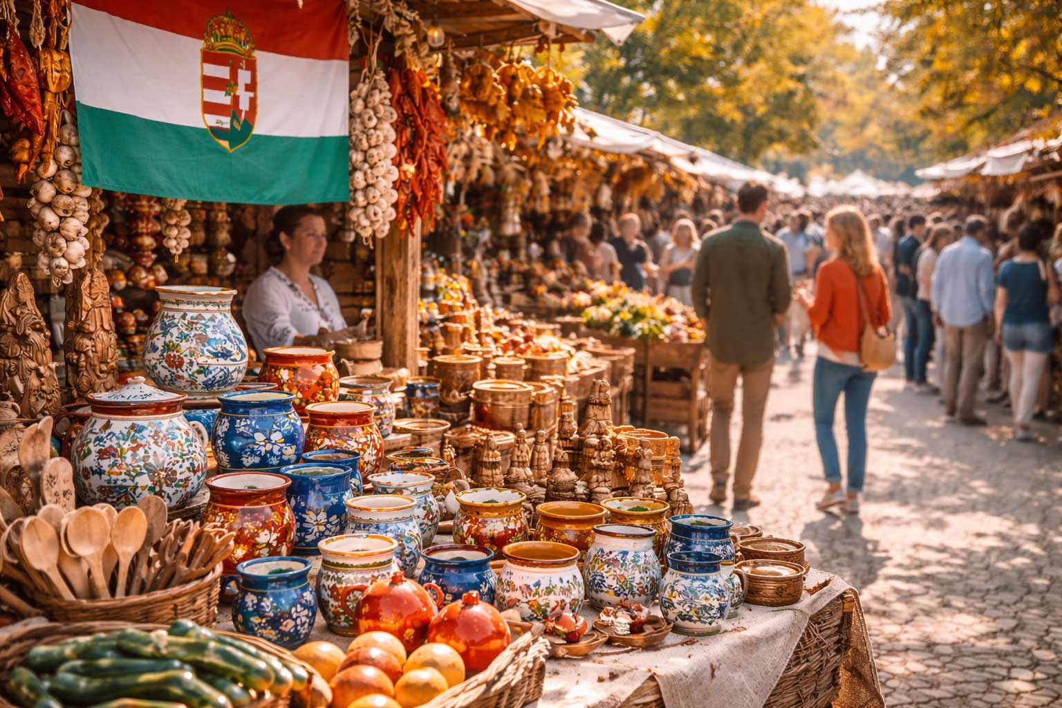 Handgemachte Keramik und Holzschnitzereien