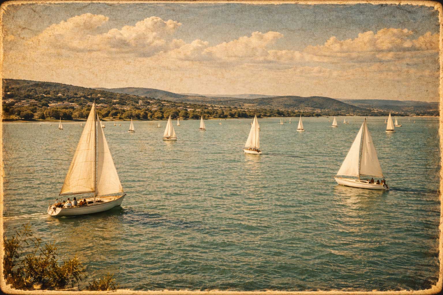Segelboote auf dem Balaton bei leichtem Wind