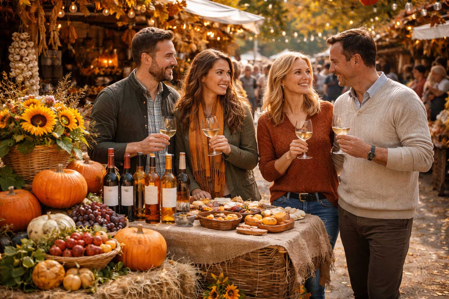 Herbstmarkt mit Kürbissen und Weinproben