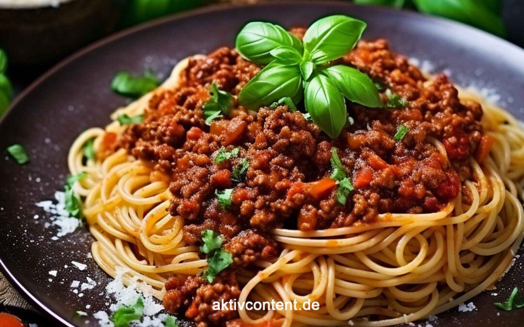 Sauce Bolognese Tauche ein in den Geschmack Italiens - Spaghetti Bolognese - entdecke das Geheimnis hinter einer authentischen Spaghetti Bolognese und lerne, wie du die perfekte Bolognese-Sauce zubereitest. Genieße den Duft von frischen Zutaten, das Aroma von Kräutern und das herzhafte Hackfleisch, das auf al dente gekochten Spaghetti tanzt. Hol dir das Stück Italien in deine Küche und verwöhne dich mit einem Klassiker, der immer wieder begeistert. Mach dich bereit für eine Geschmacksexplosion!