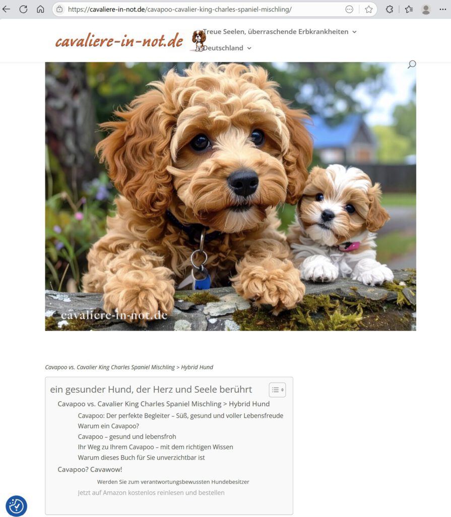 Cavapoo Hugo. Content ebook bei Amazon 