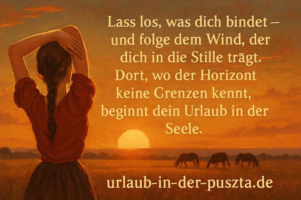 Spruchbild, Frau in der Puszta