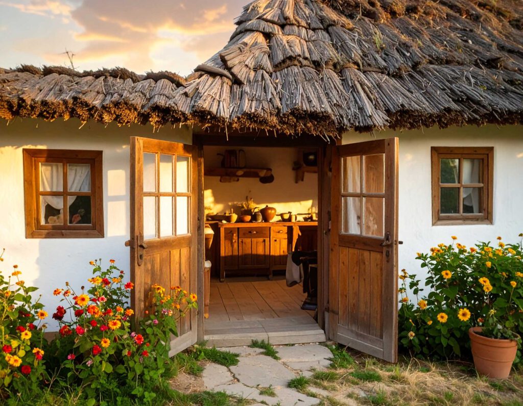 Traditionelles Bauernhaus mit Strohdach in der Puszta, authentisches Erlebnis für einen Abenteuerurlaub in Ungarn