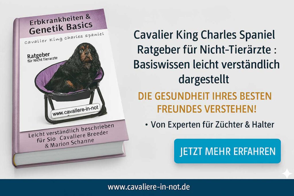 Buchcover Ratgeber über Genetik und Erbkrankheiten beim Cavalier King Charles Spaniel – leicht verständlich erklärt für Hundebesitzer